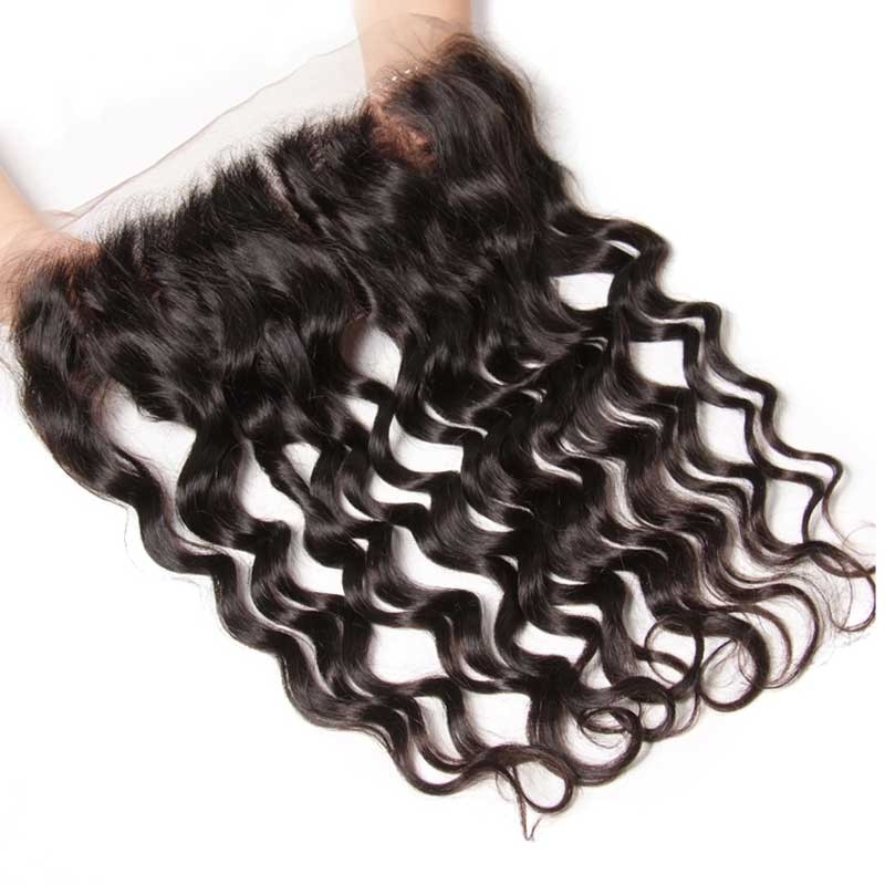 Idolra Natural Wave Lace Frontal And 3 Bundles Hair Weave Soft Virgin Hair With 13x4 Ear To Ear Frontal